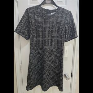 Calvin Klein Black and White Plaid Midi Dress